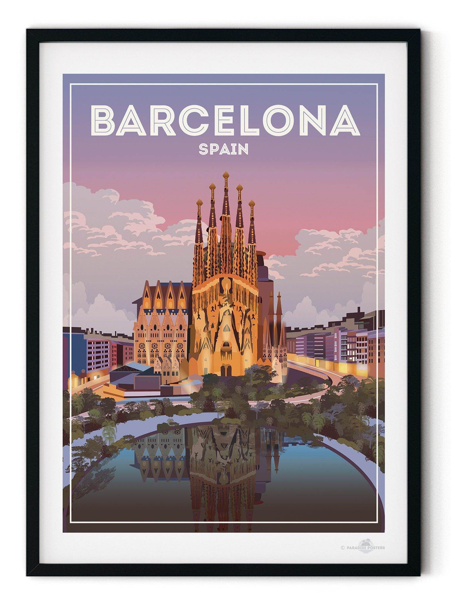 Barcelona Spain Travel Poster Print Barcelona Spain