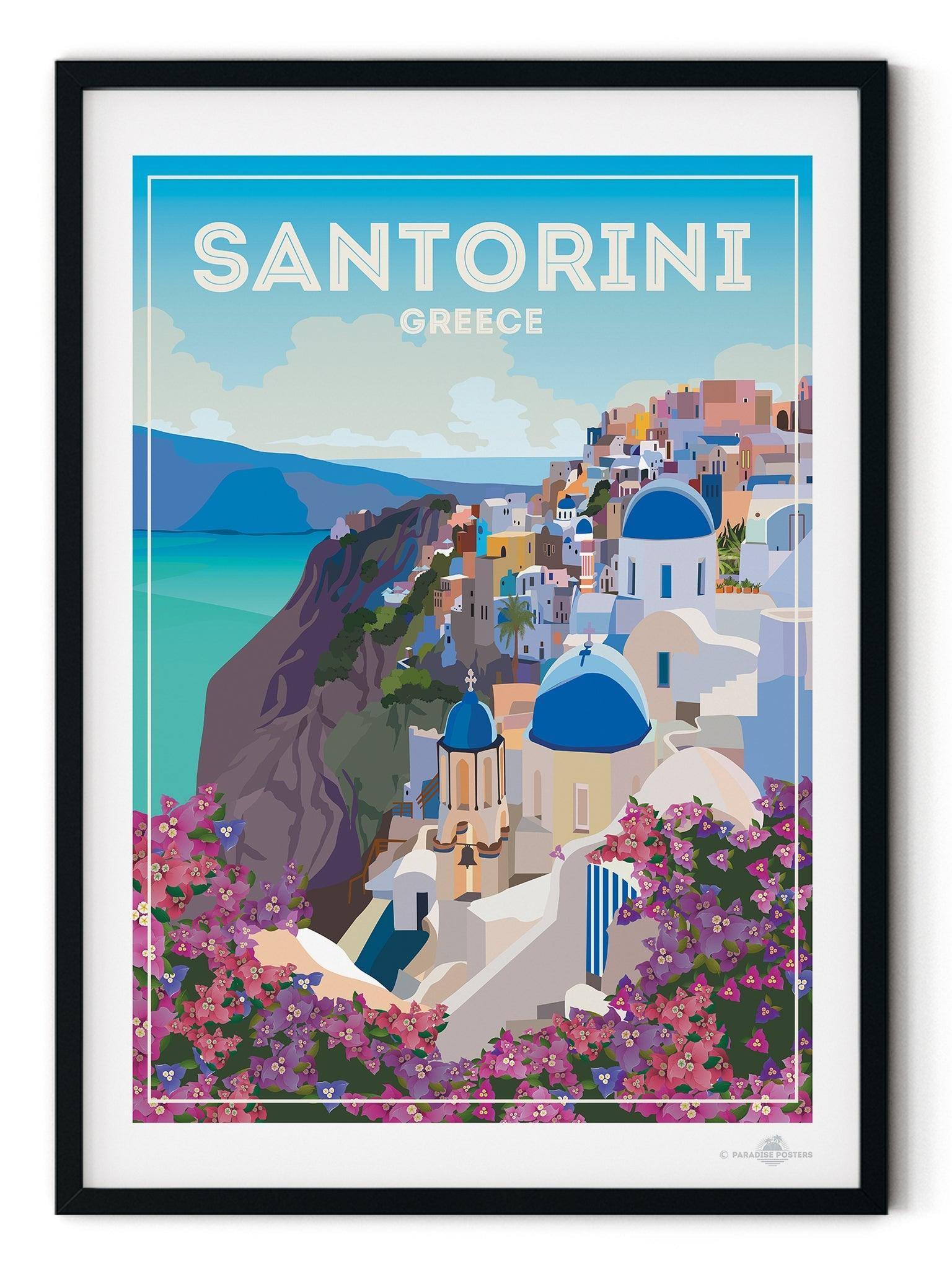 Santorini Greece Travel Poster Print Greece