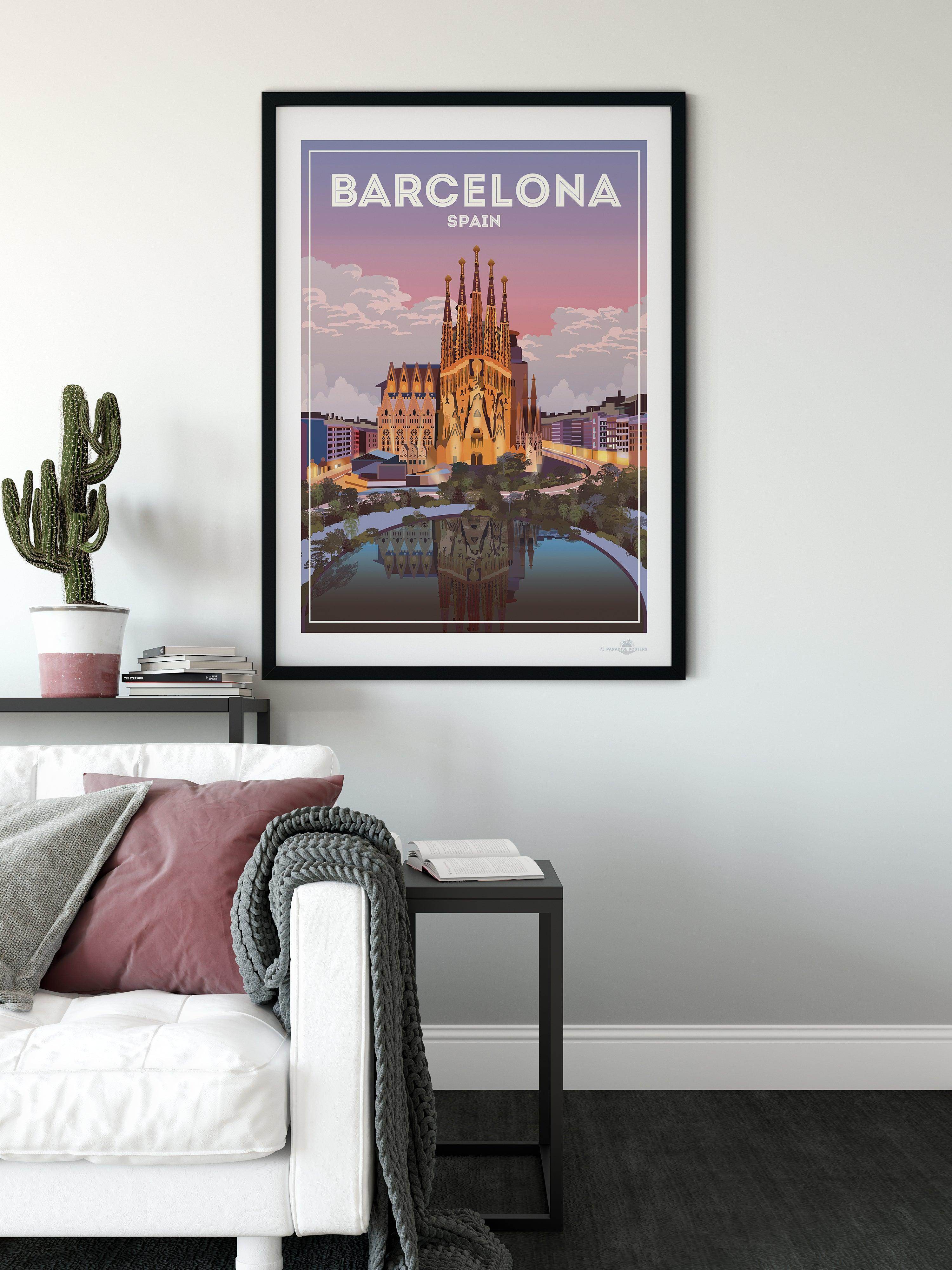 Barcelona Spain Travel Poster Print Barcelona Spain