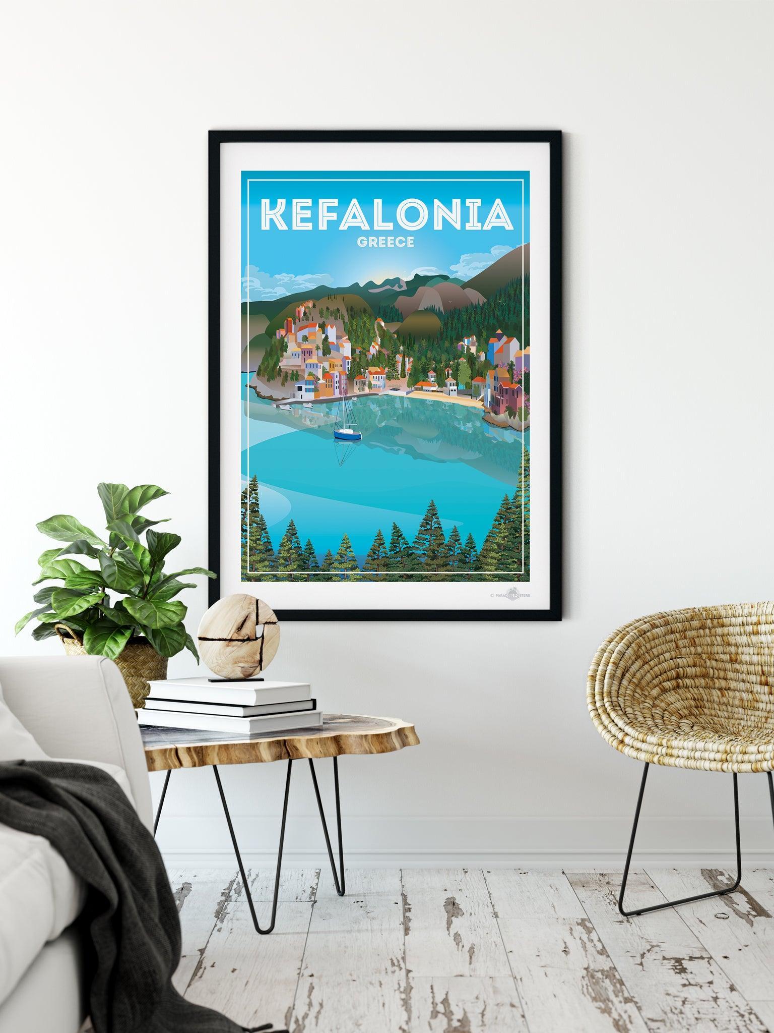 Kefalonia Greece Travel Poster Print Greece Kefalonia