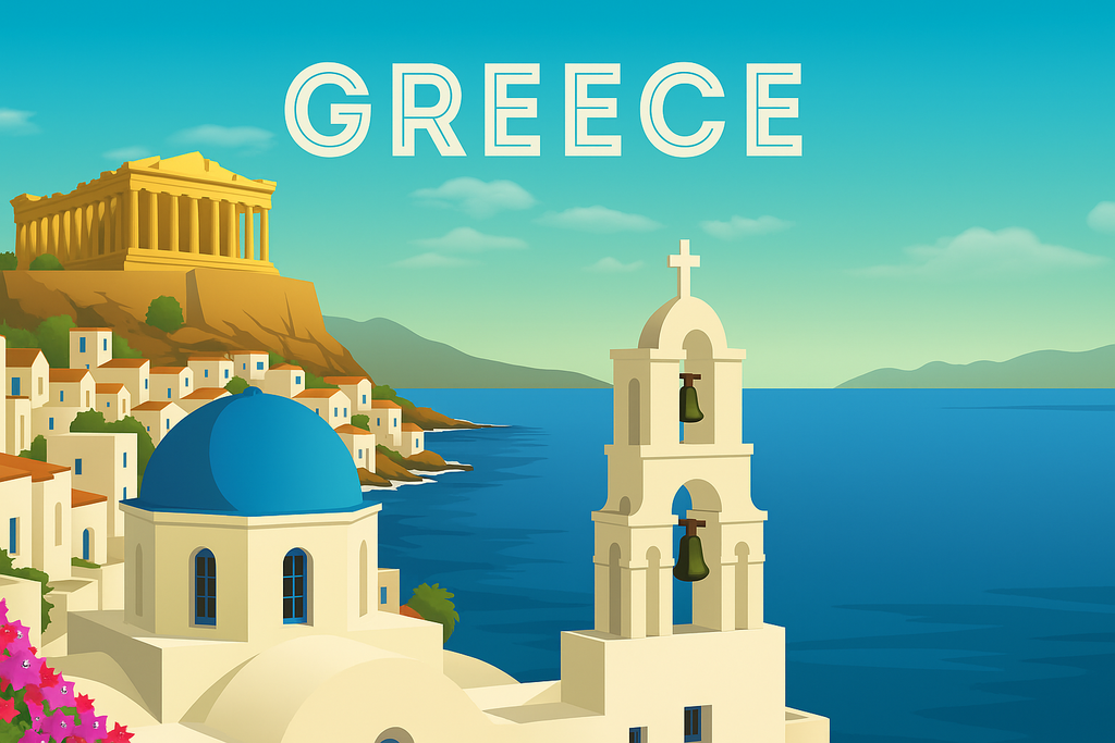 Bring the Beauty of the Aegean Home with Our Greece Travel Poster Print
