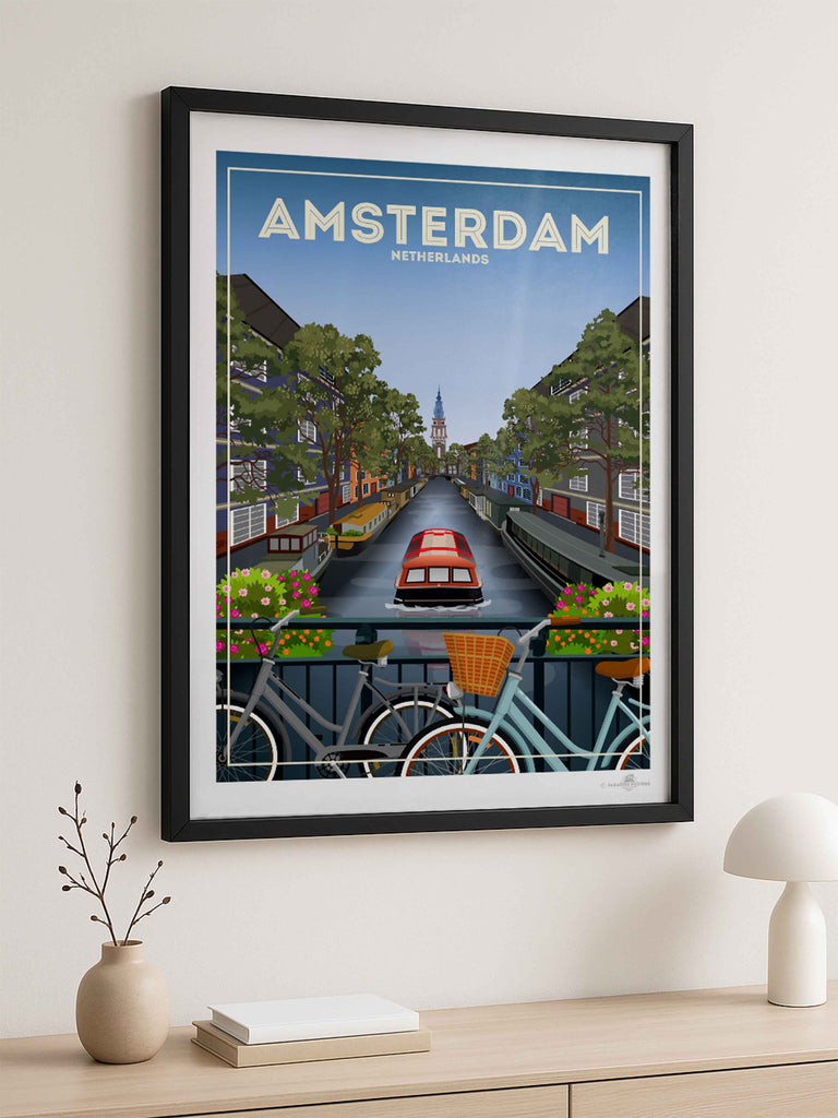 Amsterdam Netherlands Travel Poster Print hello