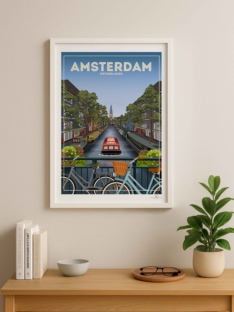 Amsterdam Netherlands Travel Poster Print hello