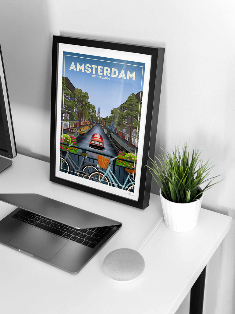 Amsterdam Netherlands Travel Poster Print hello
