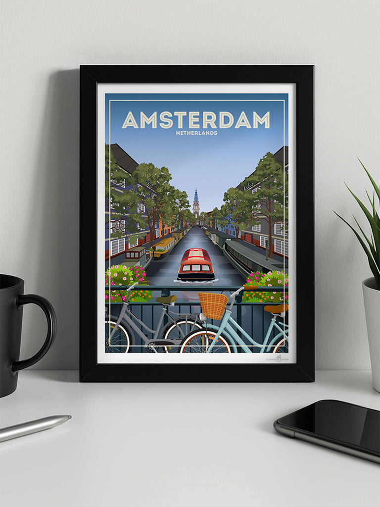 Amsterdam Netherlands Travel Poster Print hello