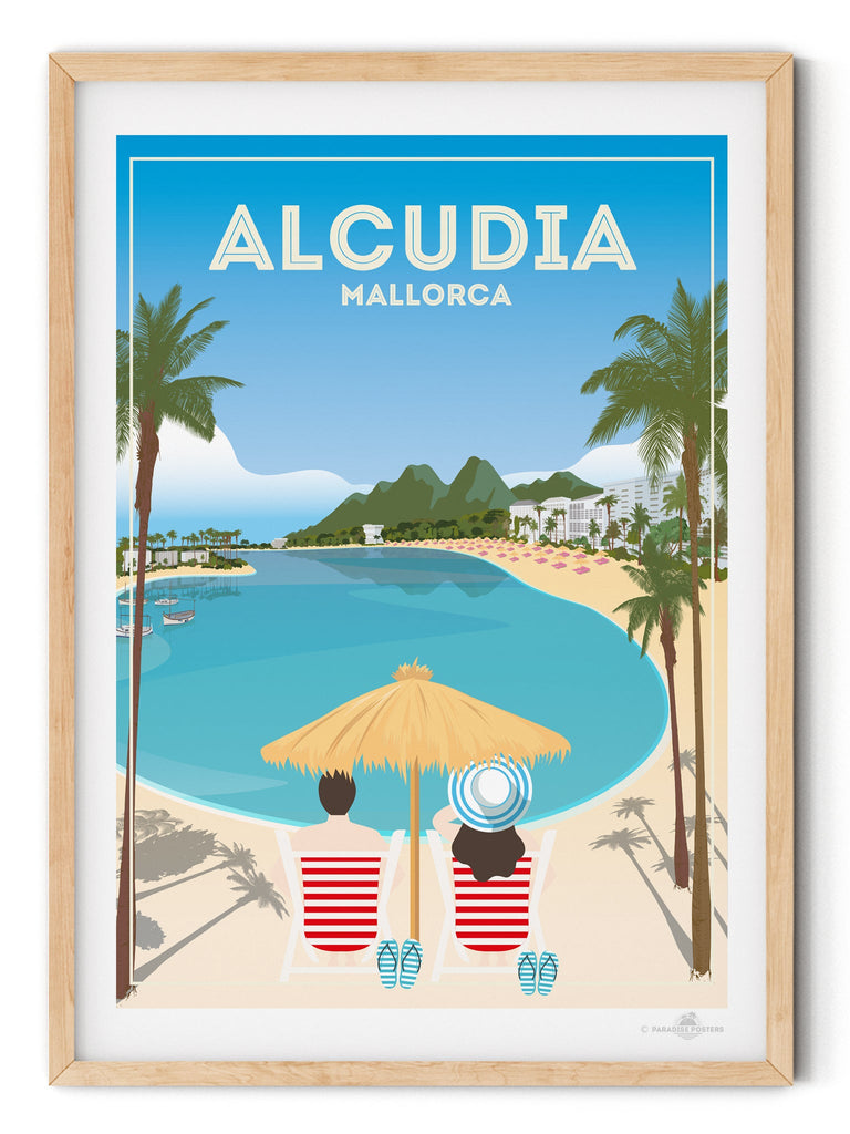 Alcudia Mallorca Poster Print Alcudia Europe hello Majorca Retro Spain