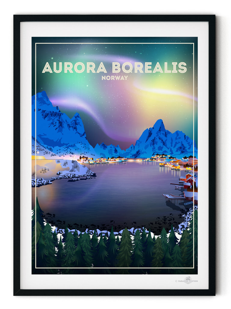 Aurora Borealis Norway Poster Print Aurora Borealis Europe northern lights Norway