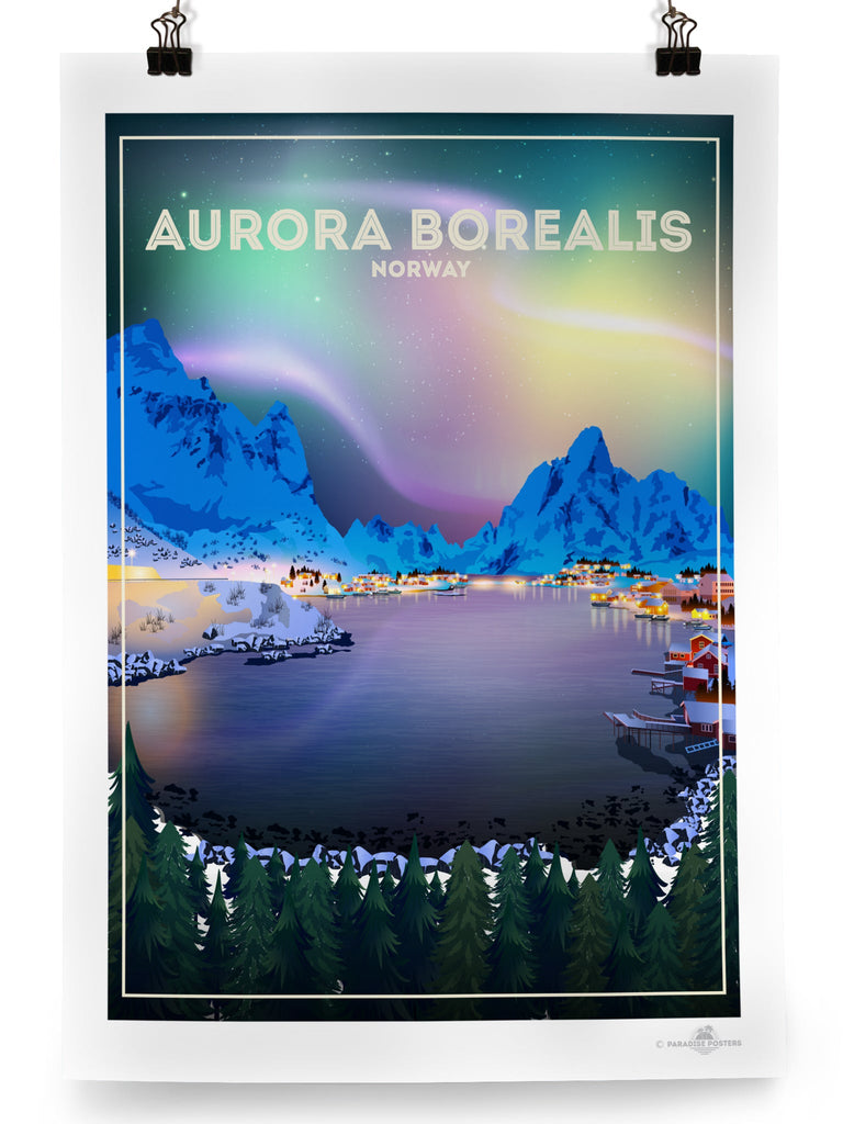 Aurora Borealis Norway Poster Print Aurora Borealis Europe northern lights Norway