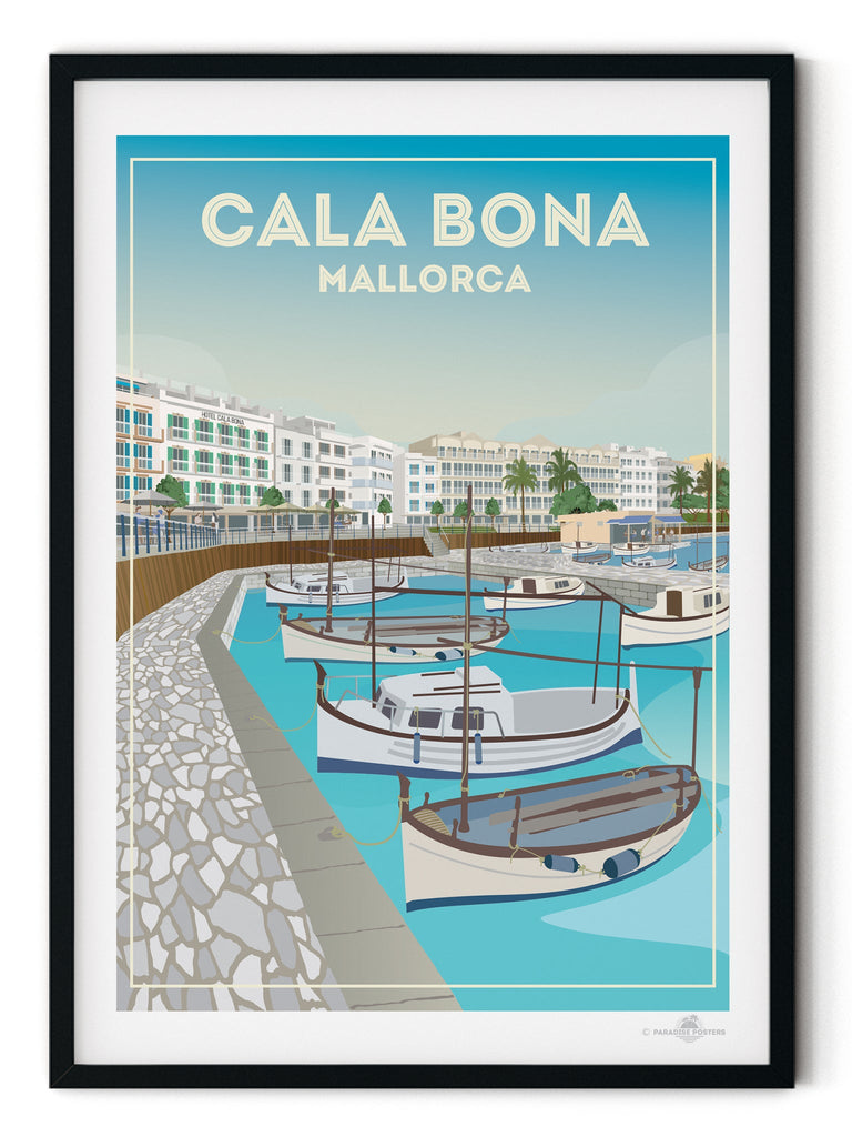 Cala Bona Bay Mallorca Poster Print Cala Bona Majorca Retro Spain