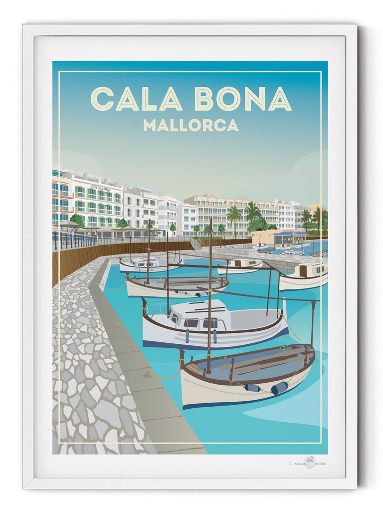 Cala Bona Bay Mallorca Poster Print Cala Bona Majorca Retro Spain