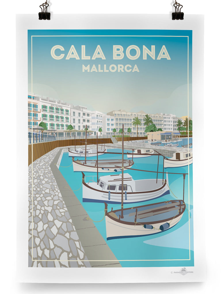 Cala Bona Bay Mallorca Poster Print Cala Bona Majorca Retro Spain