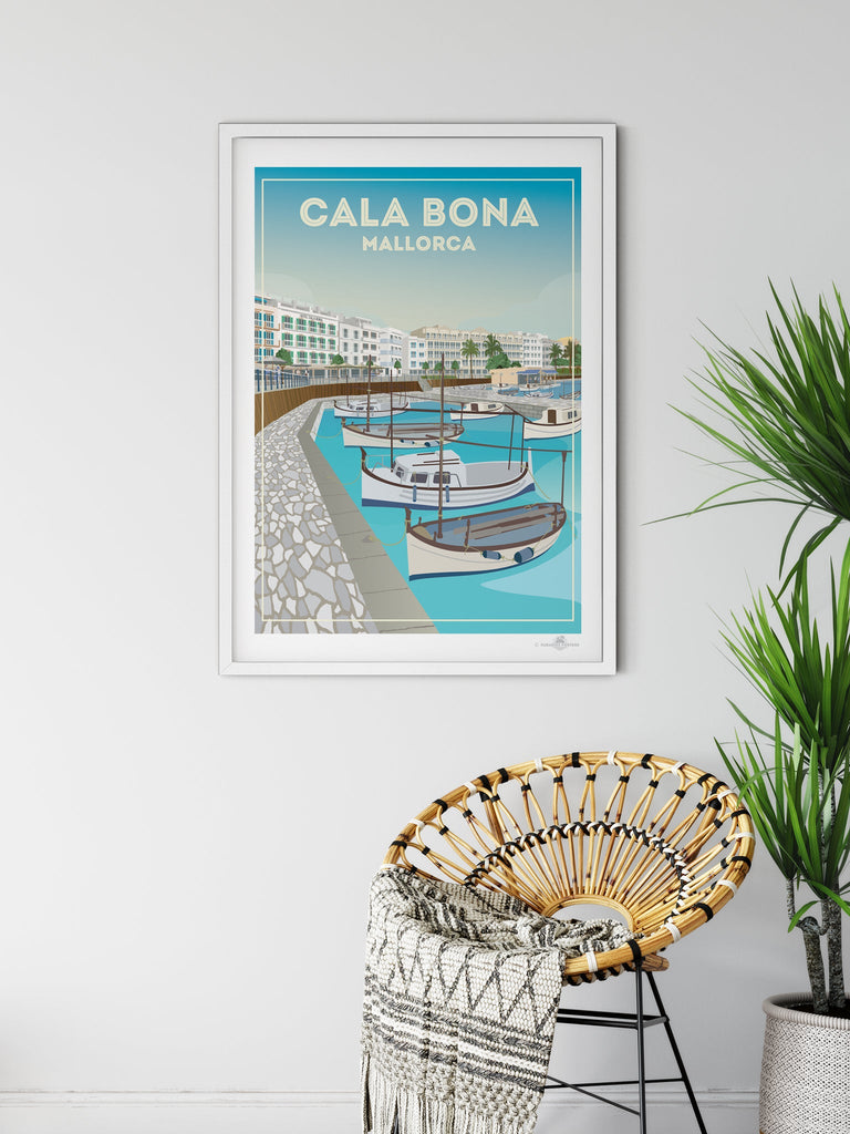 Cala Bona Bay Mallorca Poster Print Cala Bona Majorca Retro Spain