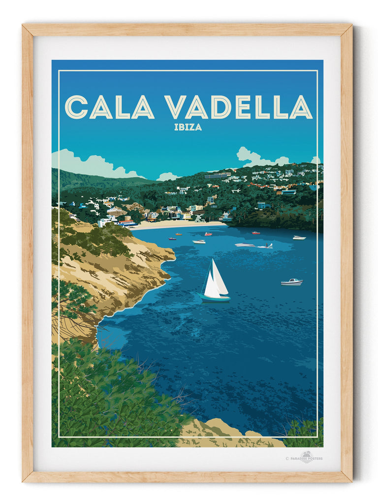 Cala Vadella Ibiza Poster Print XL Poster (A1 594 x 841mm) + Wood Frame Ibiza Spain