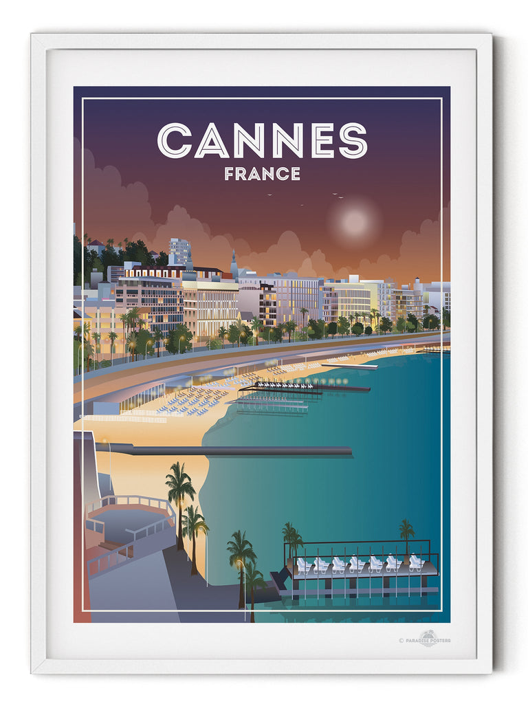 Cannes France Poster Print XL Poster (A1 594 x 841mm) + White Frame Cannes France