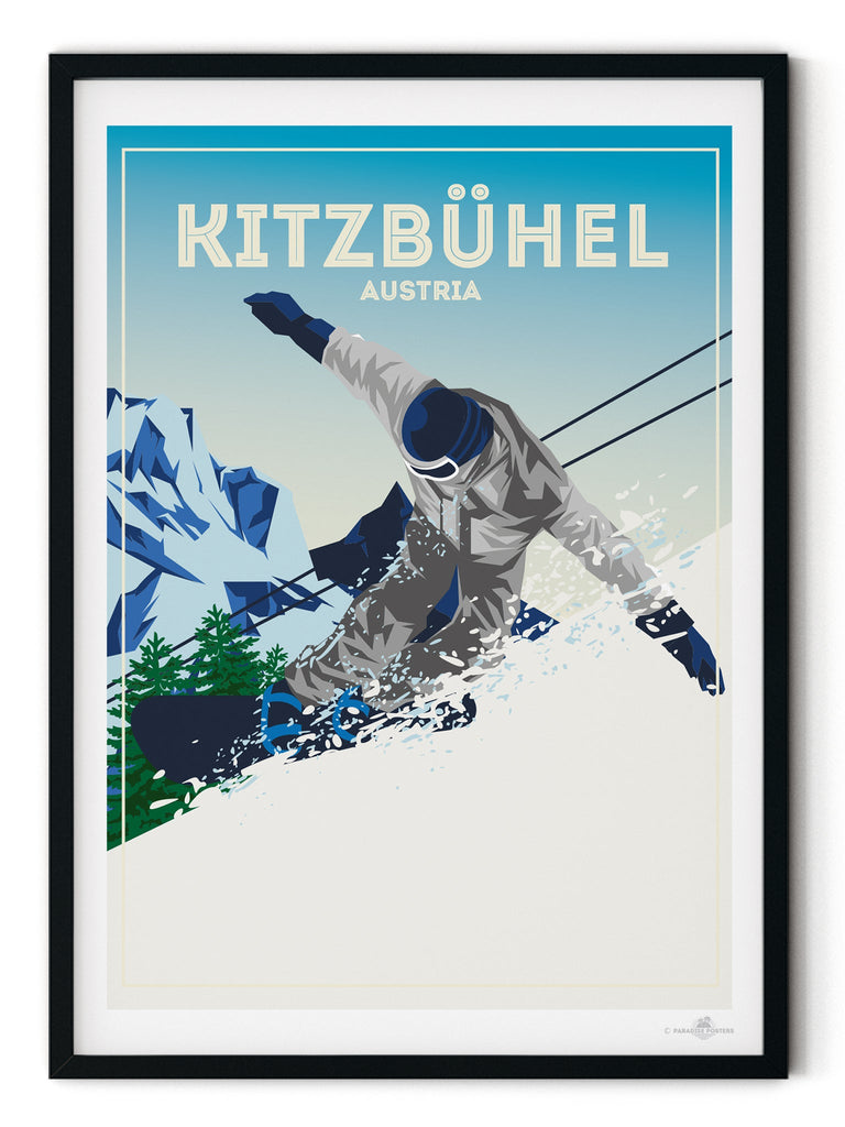 Kitzbuhel Austria Poster Print retro ski