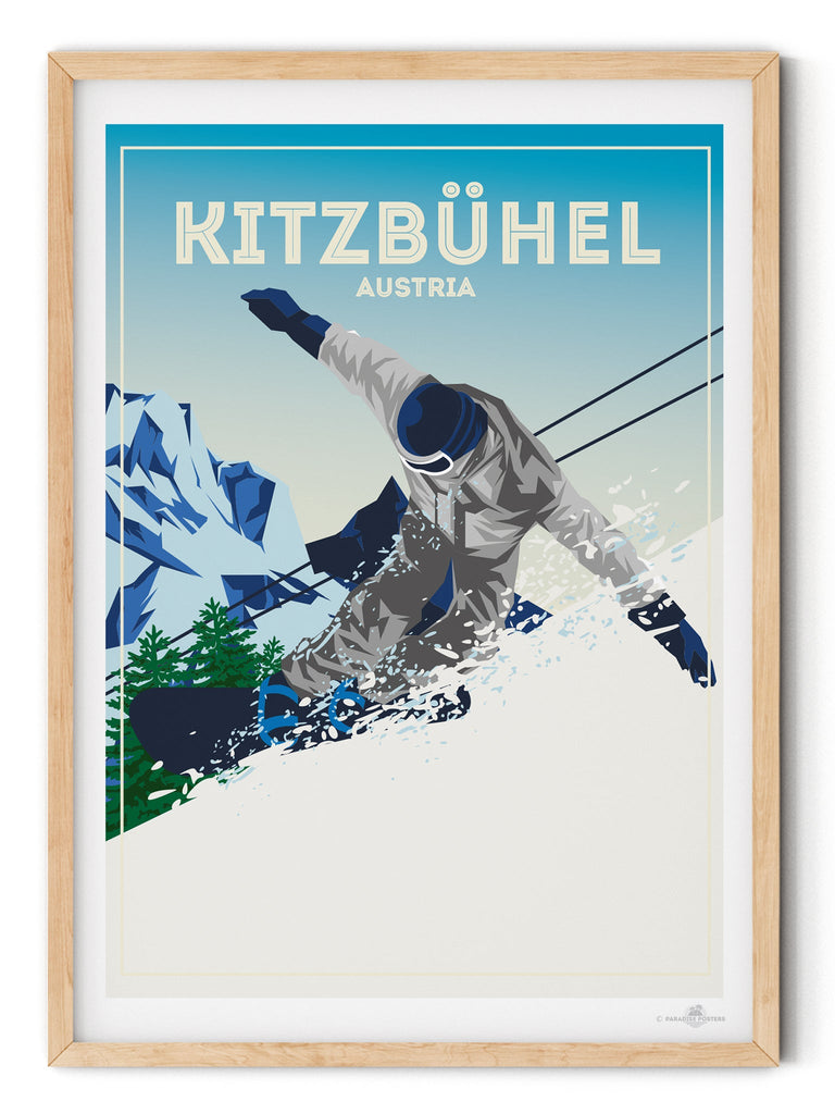 Kitzbuhel Austria Poster Print Europe retro ski