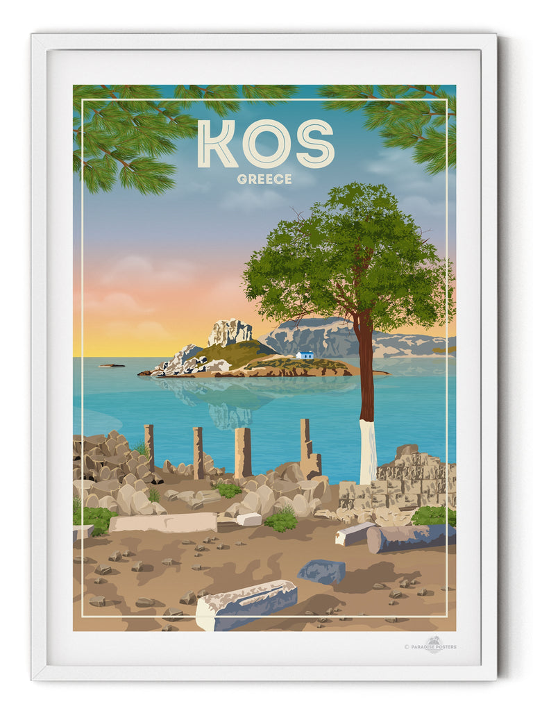 Kos Greece Poster Print XL Poster (A1 594 x 841mm) + White Frame Greece