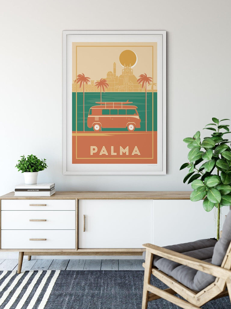 Palma Paseo Retro Mallorca Poster Print Spain