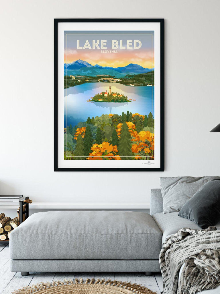 Lake Bled Slovenia Travel Poster Print Lake Bled Slovenia