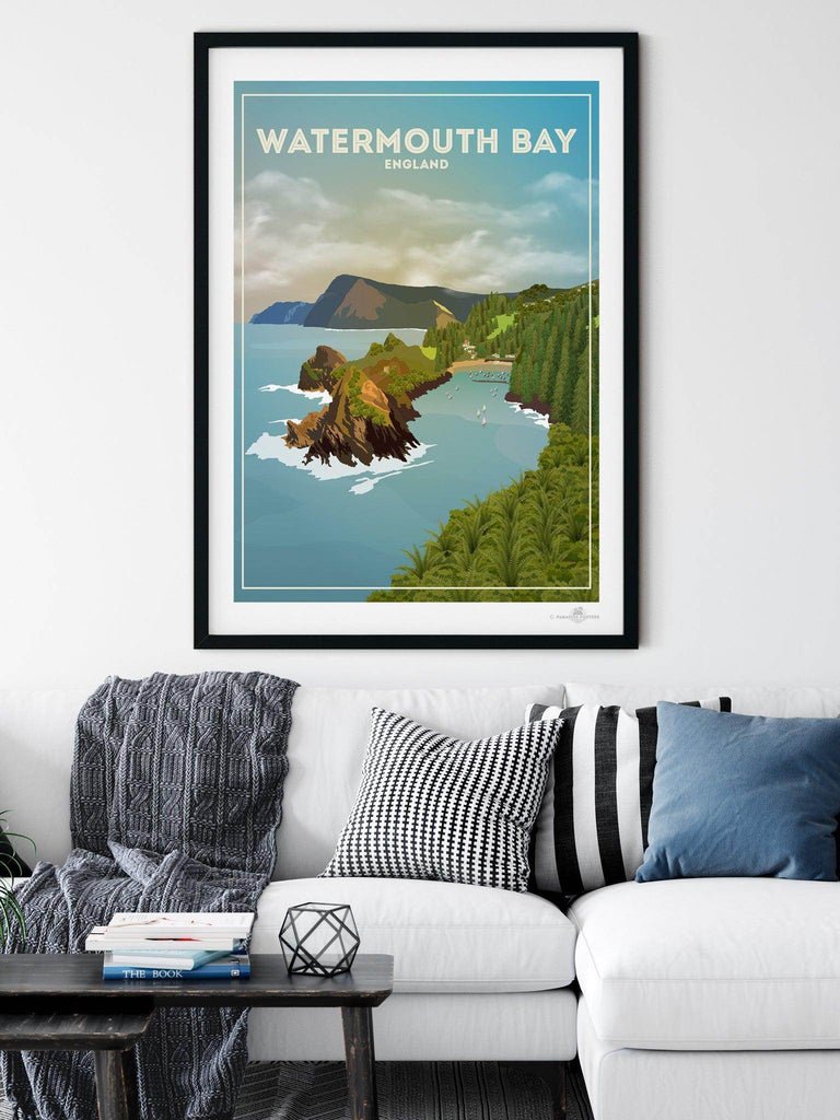 Watermouth Bay England Travel Poster Print Devon England Europe UK United Kingdom Watermouth Bay