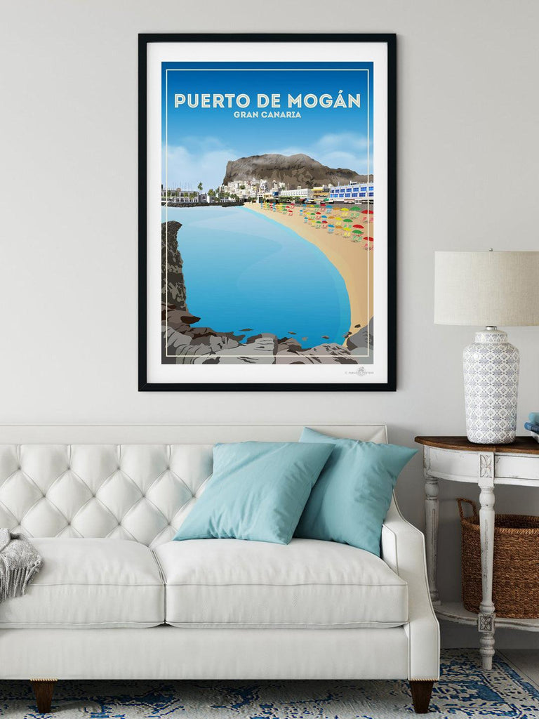 Puerto De Mogan Travel Poster Print Asia Canary Islands Gran Canaria Puerto de Mogan