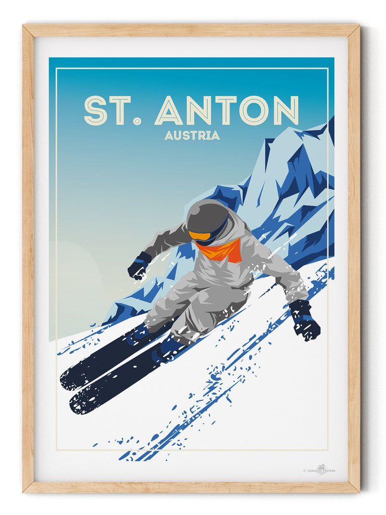 St Anton Austria Poster Print Europe retro ski