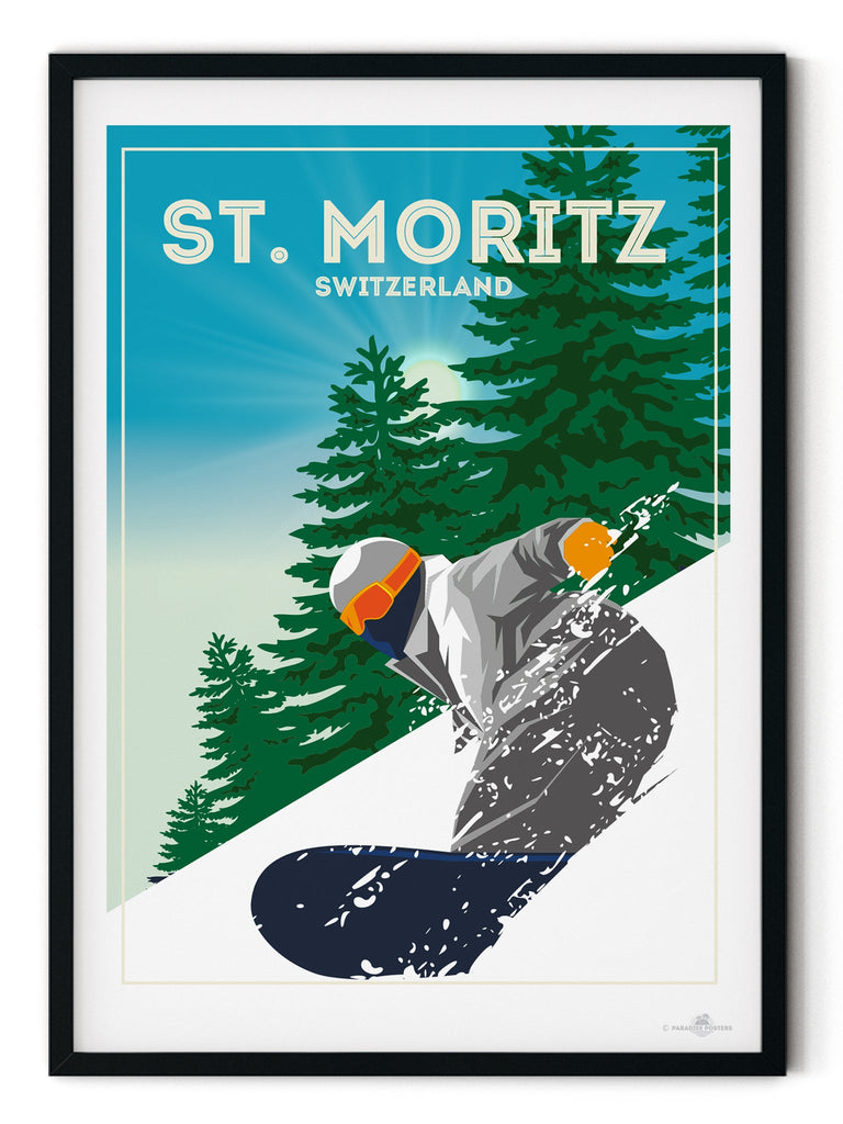 St Moritz Switzerland Poster Print Europe retro ski