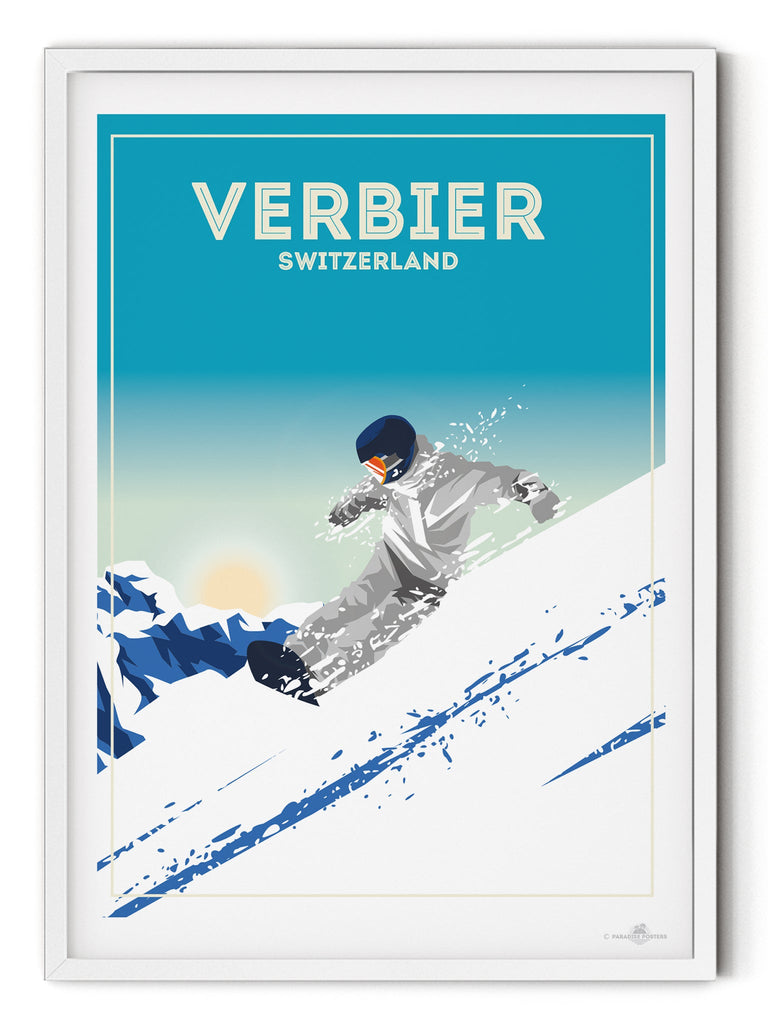 Verbier Switzerland Poster Print retro ski