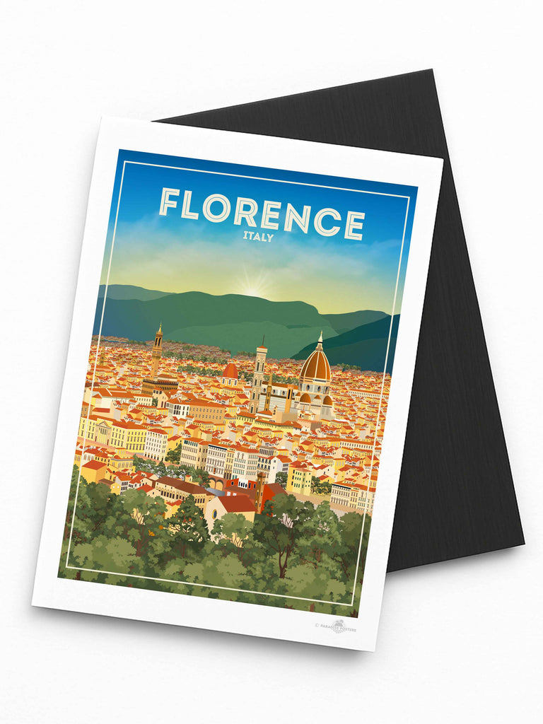 Florence Italy Travel Poster Print Fridge Magnet (A7 74 x 105mm) Europe Florence hello Italy