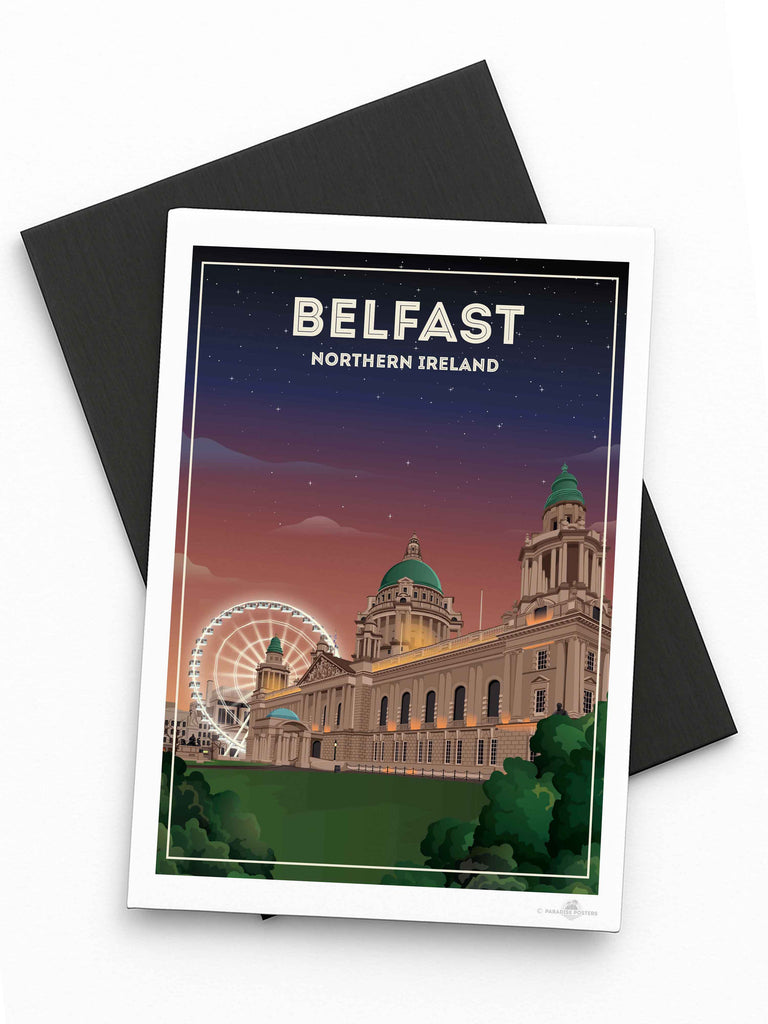 Belfast Northern Ireland Travel Poster Print Fridge Magnet (A7 74 x 105mm) Belfast belfast poster city hall Northern Ireland retro print spt-tagged travel decor vintage art