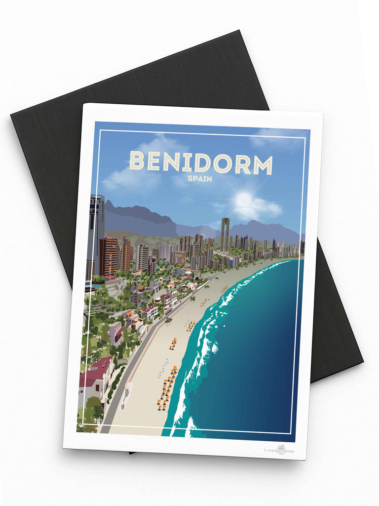 Benidorm Spain Travel Poster Print Fridge Magnet (A7 74 x 105mm) Benidorm Europe Spain