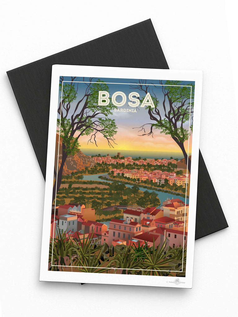 Bosa Sardinia Travel Poster Print Fridge Magnet (A7 74 x 105mm) Bosa Sardinia