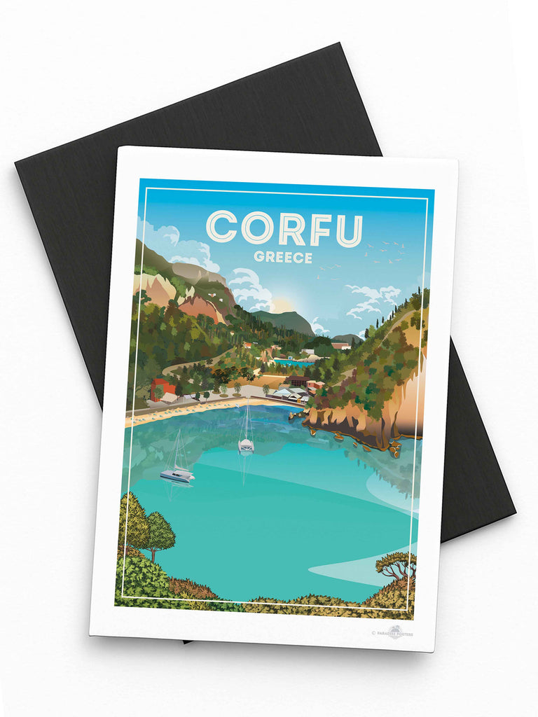 Corfu Greece Travel Poster Print Fridge Magnet (A7 74 x 105mm) Corfu Greece