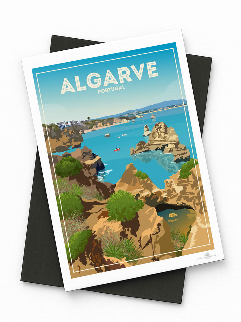 Algarve Portugal Travel Poster Print Fridge Magnet (A7 74 x 105mm) Algarve Europe Portugal