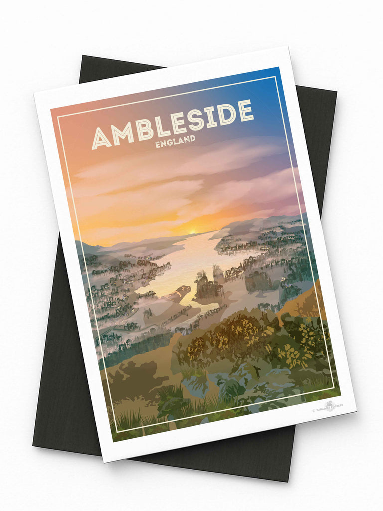 Ambleside England Travel Poster Print Fridge Magnet (A7 74 x 105mm) Ambleside England Europe Lake District United Kingdom