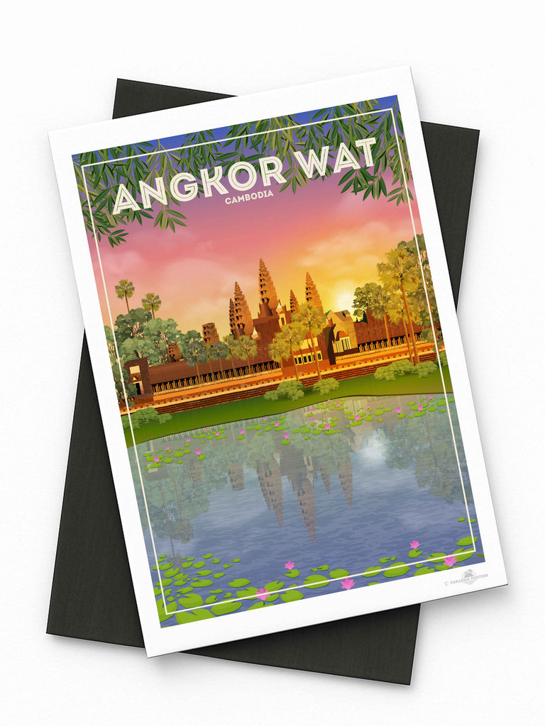 Angkor Wat Cambodia Travel Poster Print Fridge Magnet (A7 74 x 105mm) Angkor Wat Asia Cambodia