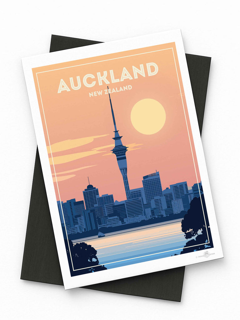 Auckland New Zealand Travel Poster Print Fridge Magnet (A7 74 x 105mm) New Zealand