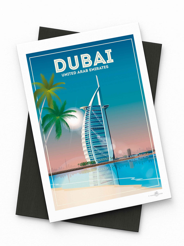 Dubai Travel Poster Print Fridge Magnet (A7 74 x 105mm) Dubai hello