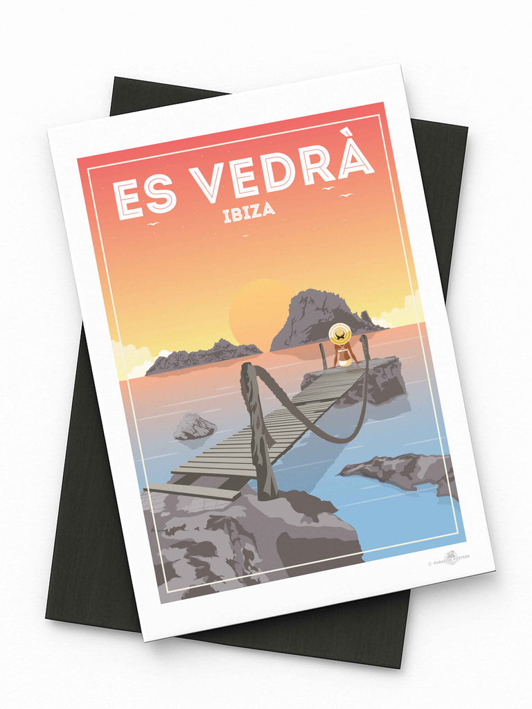 Es Vedra Ibiza Travel Poster Print Fridge Magnet (A7 74 x 105mm) Es Vedra Ibiza Spain