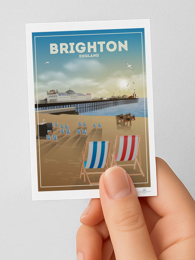 Brighton England Travel Poster Print Fridge Magnet (A7 74 x 105mm) Brighton England Europe UK United Kingdom
