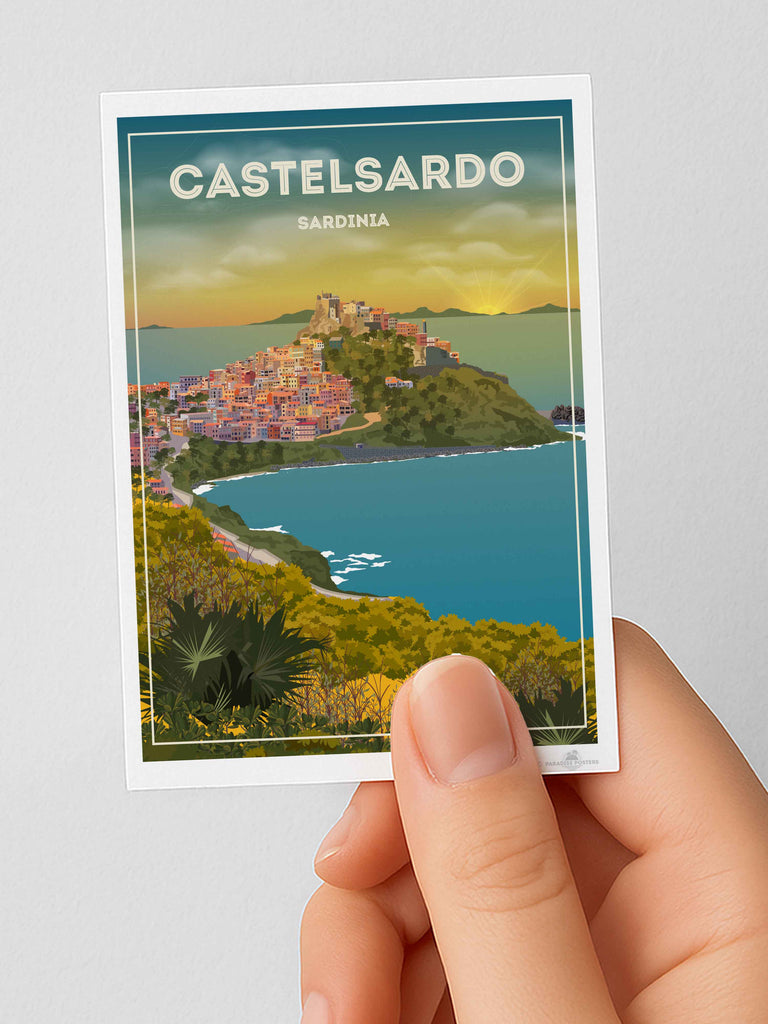 Castelsardo Sardinia Travel Poster Print Fridge Magnet (A7 74 x 105mm) Sardinia