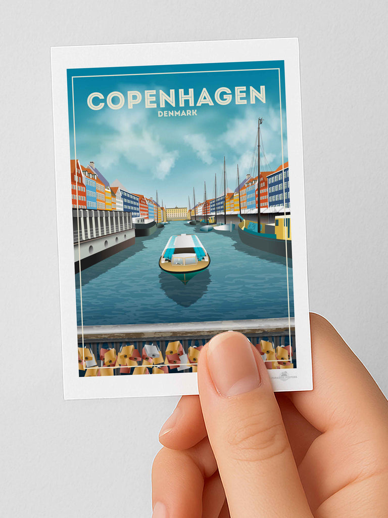 Copenhagen Denmark Travel Poster Print Fridge Magnet (A7 74 x 105mm) Copenhagen Denmark Europe hello