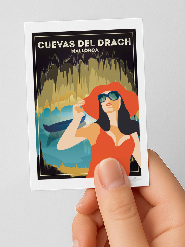 Cuevas Del Drach Mallorca Travel Poster Print Fridge Magnet (A7 74 x 105mm) Majorca Spain