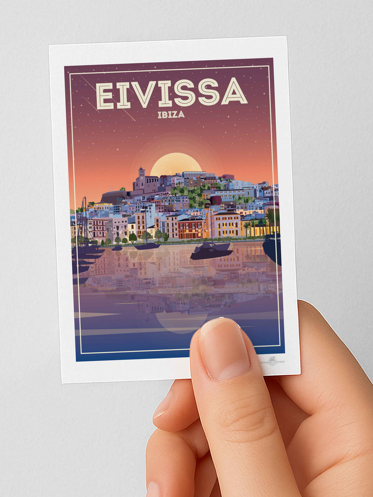 Eivissa 'Old Town' Ibiza Travel Poster Print Fridge Magnet (A7 74 x 105mm) Eivissa Ibiza Spain