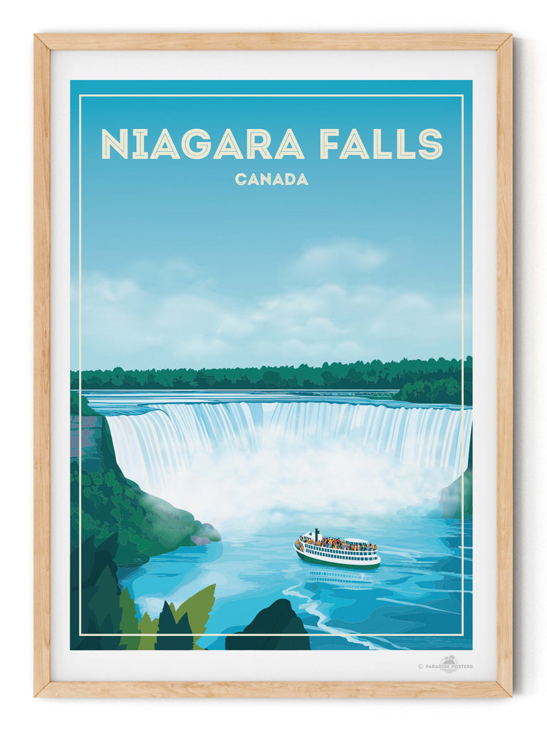 Póster de viaje de las Cataratas del Niágara, Canadá, América del Norte