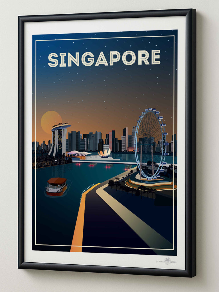 Singapore Travel Poster Print Asia Retro Singapore