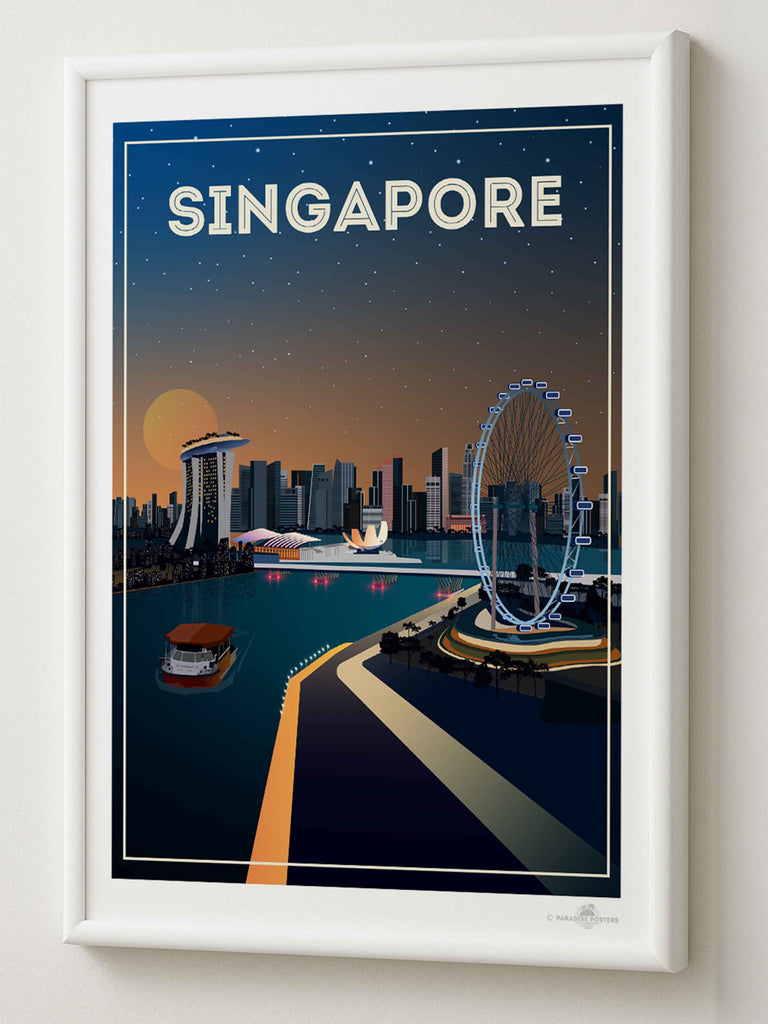 Singapore Travel Poster Print Asia Retro Singapore