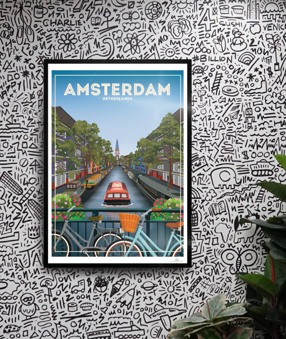 Amsterdam Netherlands Poster Print hello