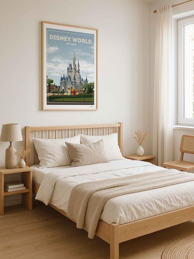 Disney World Orlando Travel Poster Print architecture bedroom-wall-art birthday-present bougainvillea british-brand castle-art classic-design coastal disney-world-poster fairytale-art family-room-decor flowers framed gift-for-travelers hillside houses housewarming-gift mediterranean mojacar mountains muted-colours new nostalgic-poster office-wall-art orlando-art pink premium-print rooftops scenic sky sunlight theme-park-art town travel-memories travel-poster vacation-poster village wedding-gift white