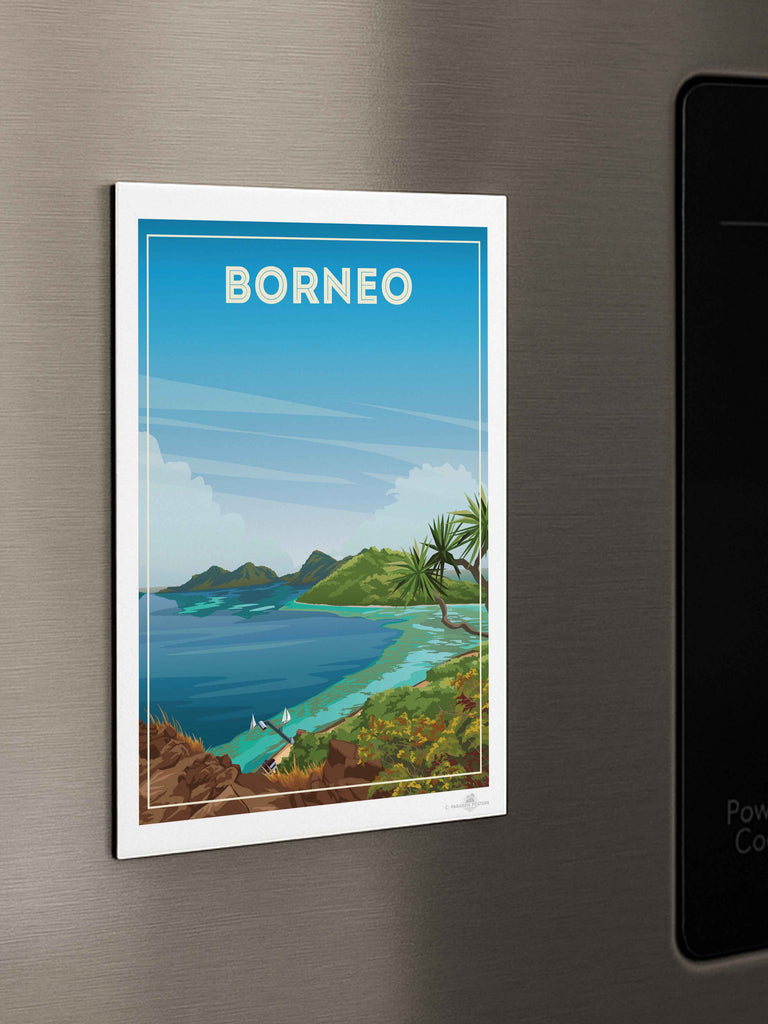 Borneo Travel Poster Print bedroom art blue green artwork borneo poster coastal wall art exotic travel poster framed gift for travellers holiday decor housewarming gift living room decor Malaysia nature wall decor new office wall print paradise poster sea and island art tropical travel print vintage travel art
